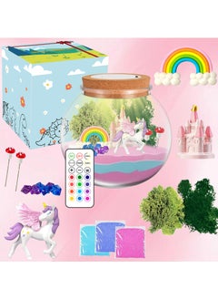 VUCATIN Unicorns Terrarium Gifts for Kids Light Up Terrarium Crafts Kit with DIY Moon Lamp Unicorns Toys for Girls Arts and Crafts Night Light Children's Educational Toy LED Light Birthday Gift  - Image 1