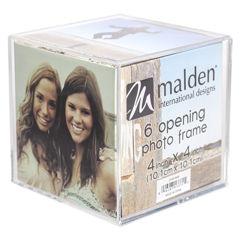 Malden International Designs Acrylic Photo Cube Holds 6 4 x 4 square photos Clear - Image 1