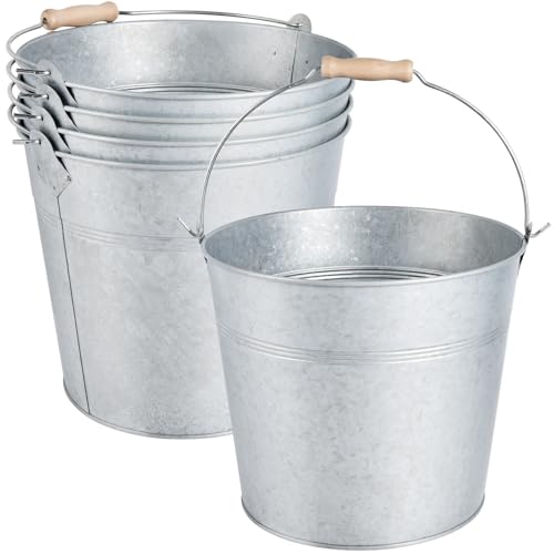 OBTANIM 4 Pack 8 Quart Galvanized Metal Buckets Champagne Drink Cooler Storage Ice Pails with Handle for Plants Succulents Party Favors Organizing Home Parties Bar Cooling Supplies - Image 1