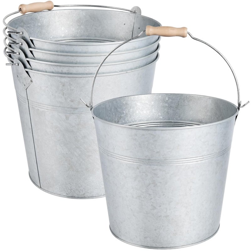 OBTANIM 4 Pack 8 Quart Galvanized Metal Buckets Champagne Drink Cooler Storage Ice Pails with Handle for Plants Succulents Party Favors Organizing Home Parties Bar Cooling Supplies - Image 2