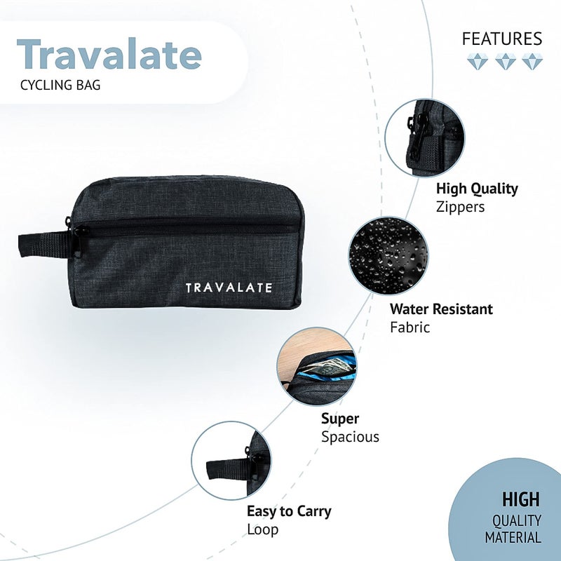 TRAVALATE Polyester Solid 13 Cms Travel Cosmetic Pouch (L_TR1580_Black) - Image 3