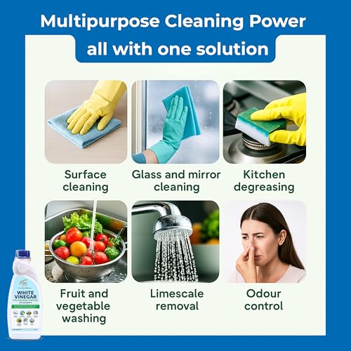 Cleansol White Vinegar for Cleaning Purpose – 1 Litre | 5% Vinegar for Household Use | Safe for Fruits & Vegetable Washing | Glass, Tile, Kitchen & Surface Cleaner - Image 2