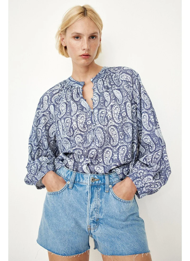 اتش اند ام Band-collar blouse