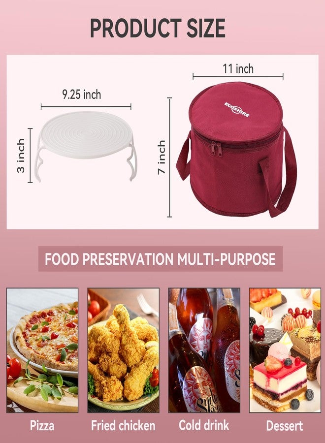 ECOSHIRE 2-Piece Round Pie Carrier Set - 11”x7” Insulated Casserole Carrier with Lid & Handle, Reusable Cooler Thermal Bag for Potluck, Picnic - Image 2
