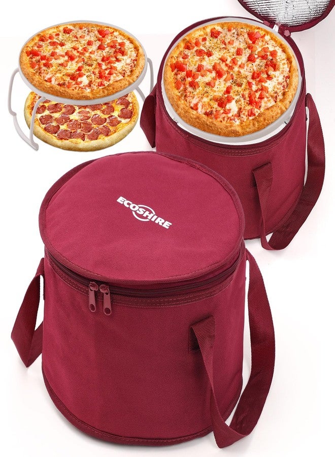 ECOSHIRE 2-Piece Round Pie Carrier Set - 11”x7” Insulated Casserole Carrier with Lid & Handle, Reusable Cooler Thermal Bag for Potluck, Picnic - Image 1