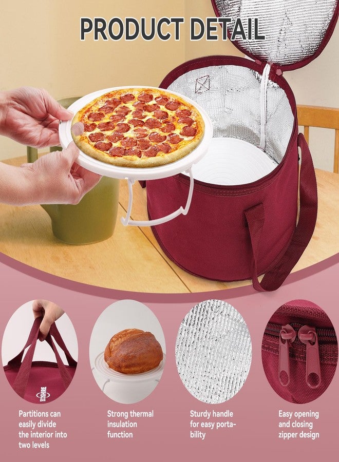 ECOSHIRE 2-Piece Round Pie Carrier Set - 11”x7” Insulated Casserole Carrier with Lid & Handle, Reusable Cooler Thermal Bag for Potluck, Picnic - Image 4