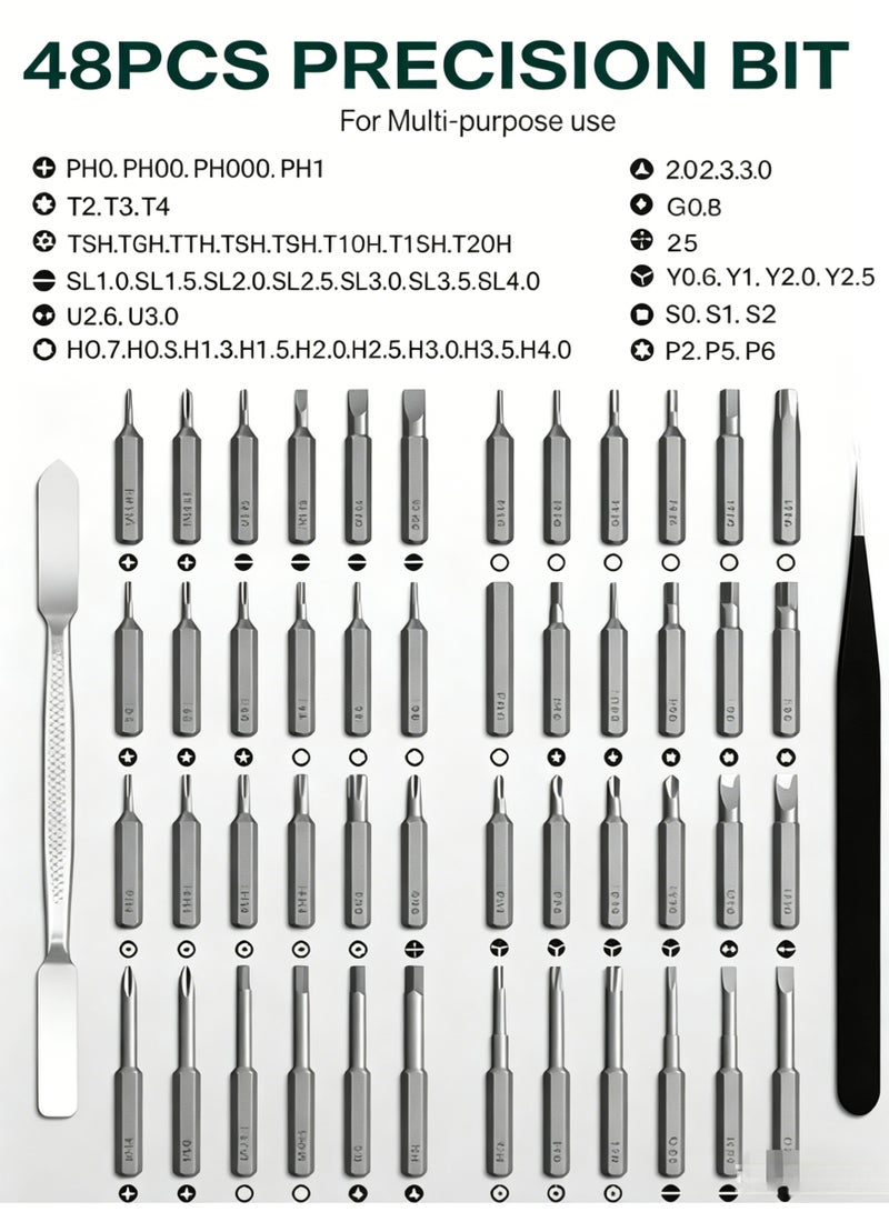 50 in 1 Mini Precision Cordless Electric Screwdriver Set, 50 Magnetic Bits with Pliers & Pry Bar for Phone Camera Laptop Watch Glasses Toy Repair - Image 5