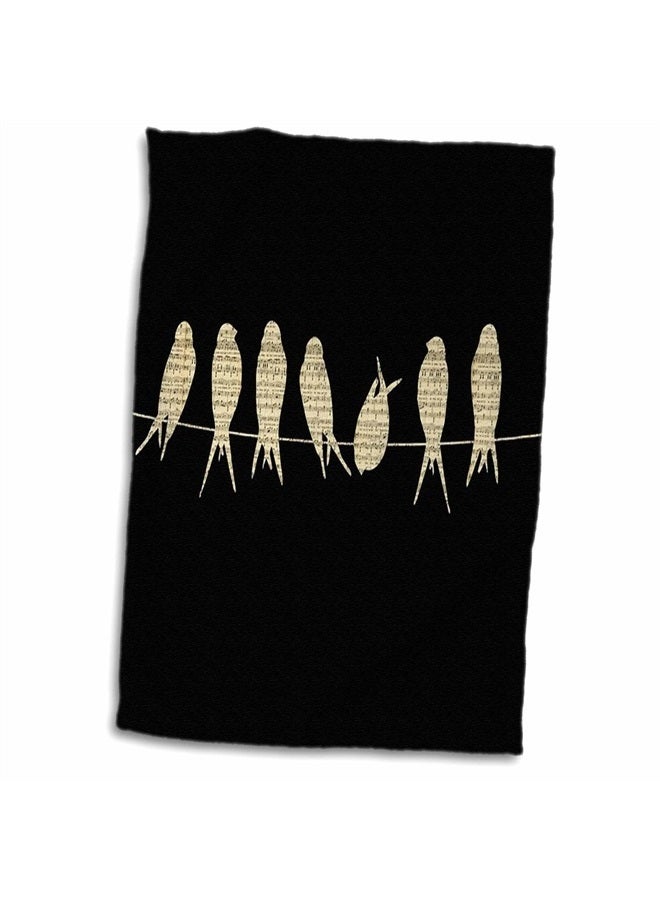 3DROSE 3D Rose Print of Sheet Music Birds On Wire TWL_204176_1 Towel, 15" x 22" - Image 1