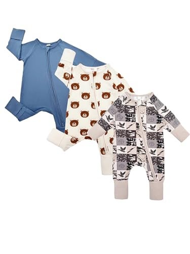Bow Dream Infant Boys Girls Clothes Newborn Bamboo Rayon Baby girl Romper baby boy Bodysuit Jumpsuit Dusty Blue Bear Swan 36 Months - Image 1