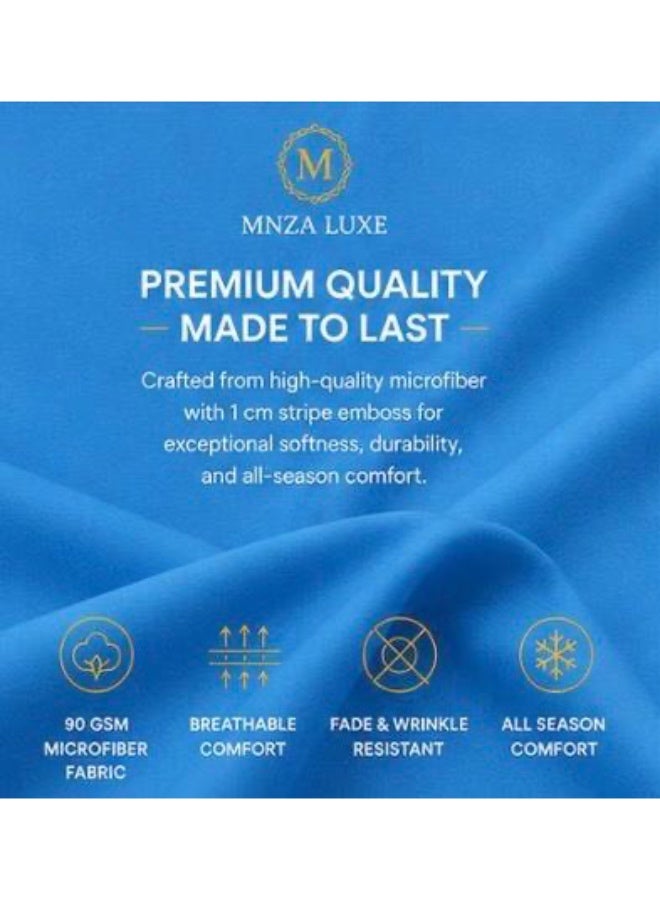 طقم ملاءة سرير مطاطية سادة من الألياف الدقيقة من MNZA LUXE، ملاءة مطاطية واحدة + غطاءا وسادة | ناعم للغاية، قابل للتهوية، مقاوم للتجاعيد | أزرق - Image 5