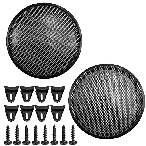 Fielect 2Pcs 12 inch Speaker Grill Cover Mesh Car Audio SubWoofer Grille Waffle Grill Cover Guard Protector Grille Black - Image 1
