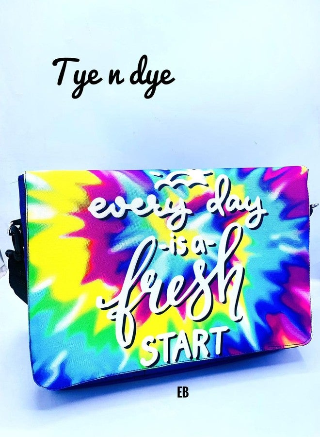 Echo Boomers Tie Dye Printed Crossbody Laptop Sling Shoulder Bag, Fits 12-inch Tablet, Mobile, Passport & Cards, Messenger Bag with Detachable Strap, Multipocket | Waterproof | Expandable - Image 2