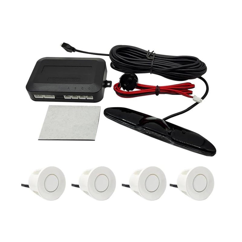 Car Car Parking Sensor Detector System Backlight Monitor Display Kit Backup Detector Assistant with 4 Sensors Parking Assist Systems(Color:Grey)(White) - Image 1