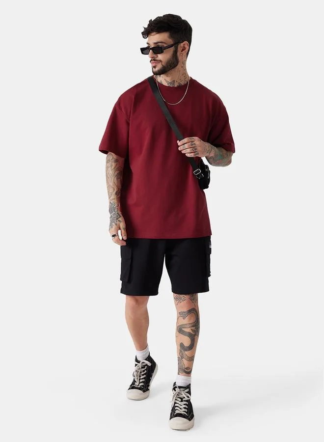 ذا سوليد ستور Men Maroon Cotton Round Neck T-Shirt