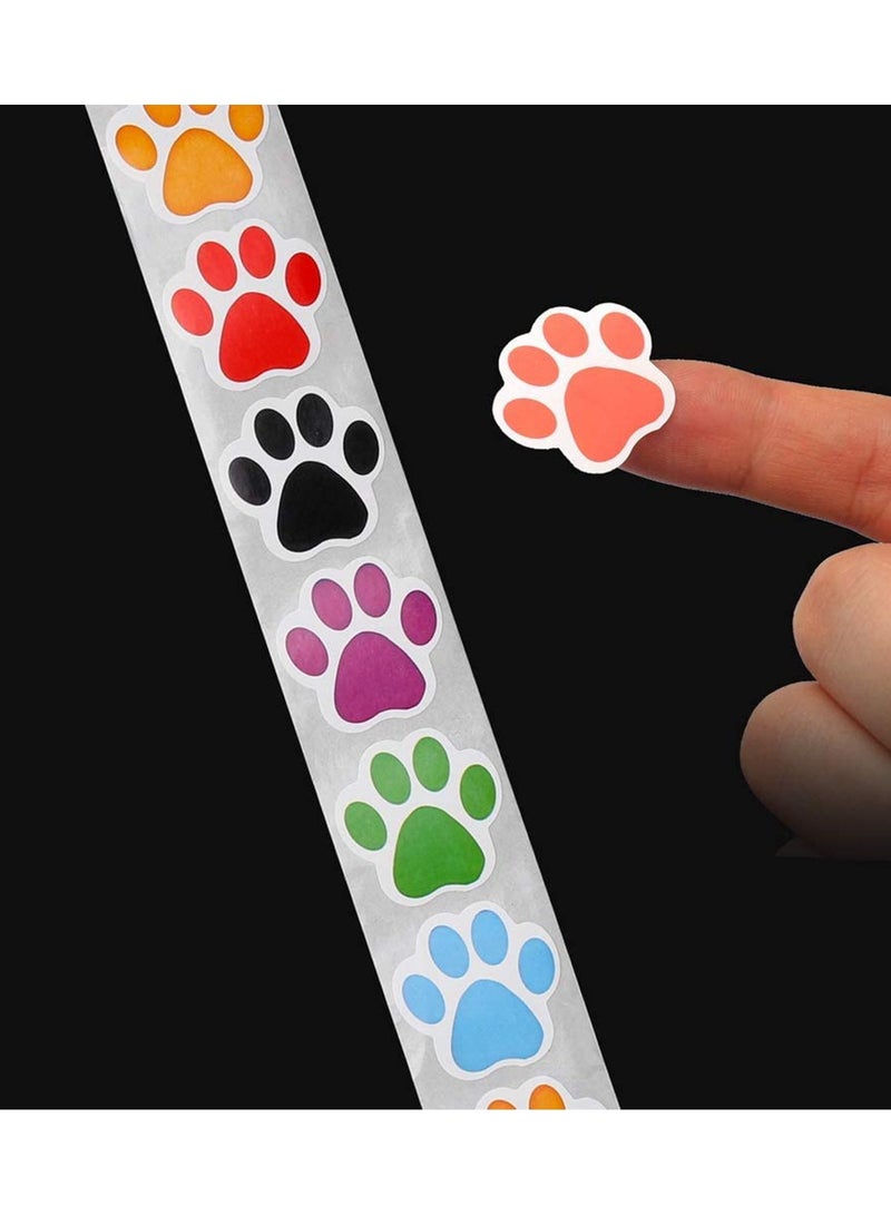 SYOSI Paw Prints Stickers, 1 Inch/ 500 Stickers Colorful Self-Adhesive Labels Animal Shape Wall Decal, Paw Stickers Roll for Kids, Parties, Vets, Kennels and Mailing - Image 3