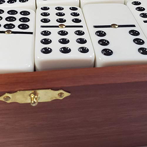 Marion Double 9 Domino Set 55 Tiles Jumbo Tournament Professional Size with Spinners in Dovetailed Sheesham Wood Box White Sheesham - Image 5