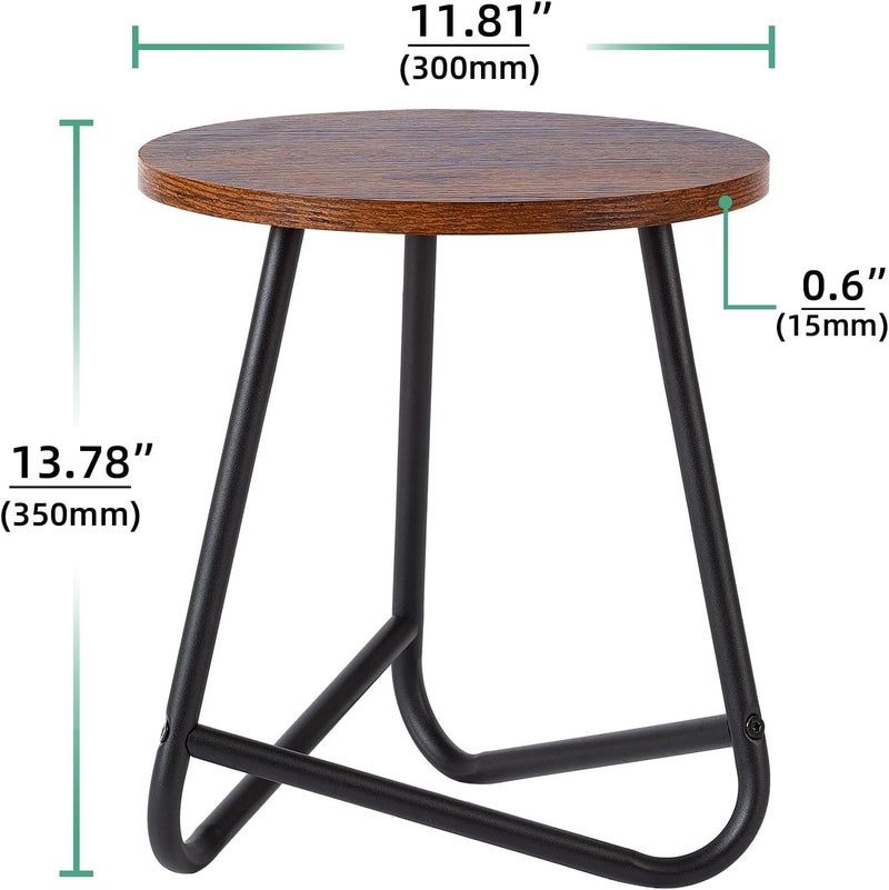 HDANI 35 cm Round Plant Stand, Flower Stand, Plant Shelf Made of Wood and Metal, Modern Shelf for Indoor Plants for Living Room, Balcony and Office, Black Rustic Brown - Image 2