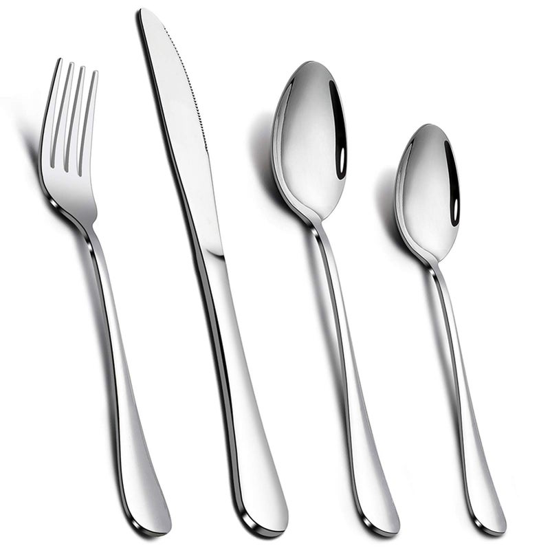 Cutlery Set Onader Stainless Steel 24 Piece Cutlery Set for 6 People Flatware Silverware Set with Knife Fork Spoon Elegant Tableware for Daily UseChristmas Mirror Finished Dishwasher Safe