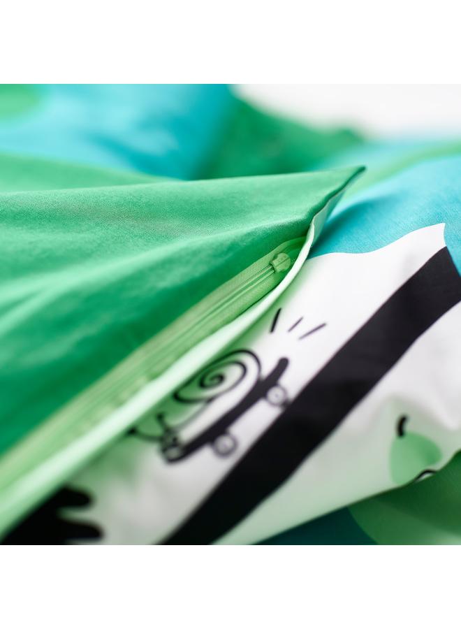 زبون طقم ملاءة سرير مكون من 3 قطع، أخضر/فيروزي، 60×120 سم - Image 5