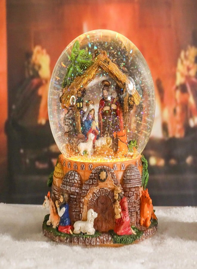 Taman Christmas Nativity Snow Globe, Musical Swirling Glitter Snowflakes Lighted Christmas Decorations Tabletop Home Décor - Image 5