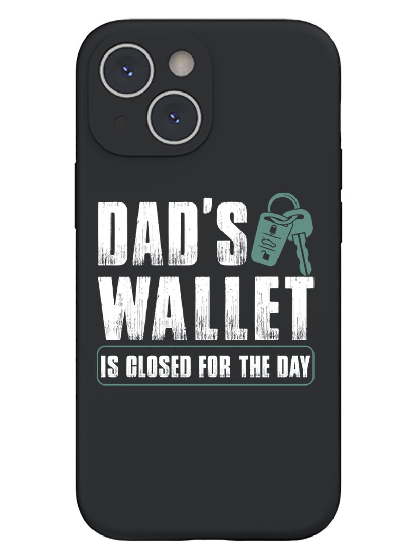 Theodor Protective Slim Fit Case Liquid Silicone Cover with Full Body Protection Anti-Scratch Shockproof Case For iPhone 15 Plus Black - Dads wallet white  - Image 1