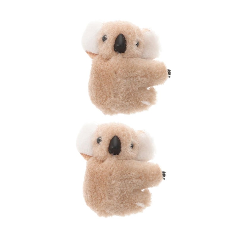 Healifty 2pcs Cartoon Koala Hair Clips Cute Plush Hair Claw Bangs Clip for Women Animal Hairpin Party Khaki Color - Image 1