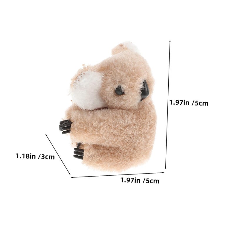 Healifty 2pcs Cartoon Koala Hair Clips Cute Plush Hair Claw Bangs Clip for Women Animal Hairpin Party Khaki Color - Image 2