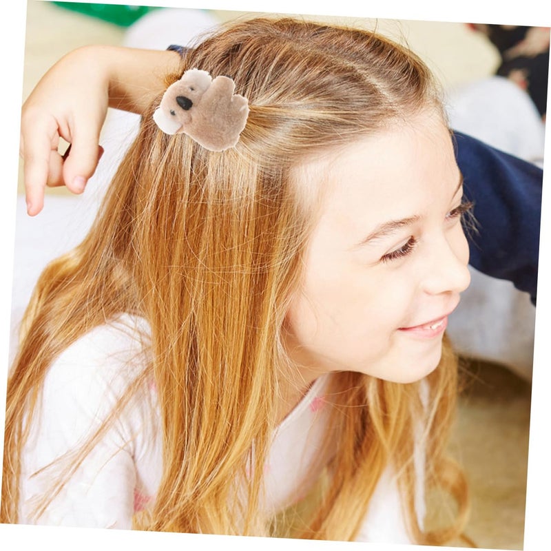 Healifty 2pcs Cartoon Koala Hair Clips Cute Plush Hair Claw Bangs Clip for Women Animal Hairpin Party Khaki Color - Image 4