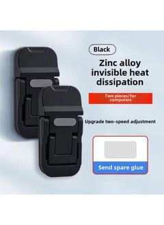 Laptop Stand Invisible Paste Bracket Desktop Heightening Pad Portable Cooling Keyboard Base Foot Support Rack-Color:Black Double Gear