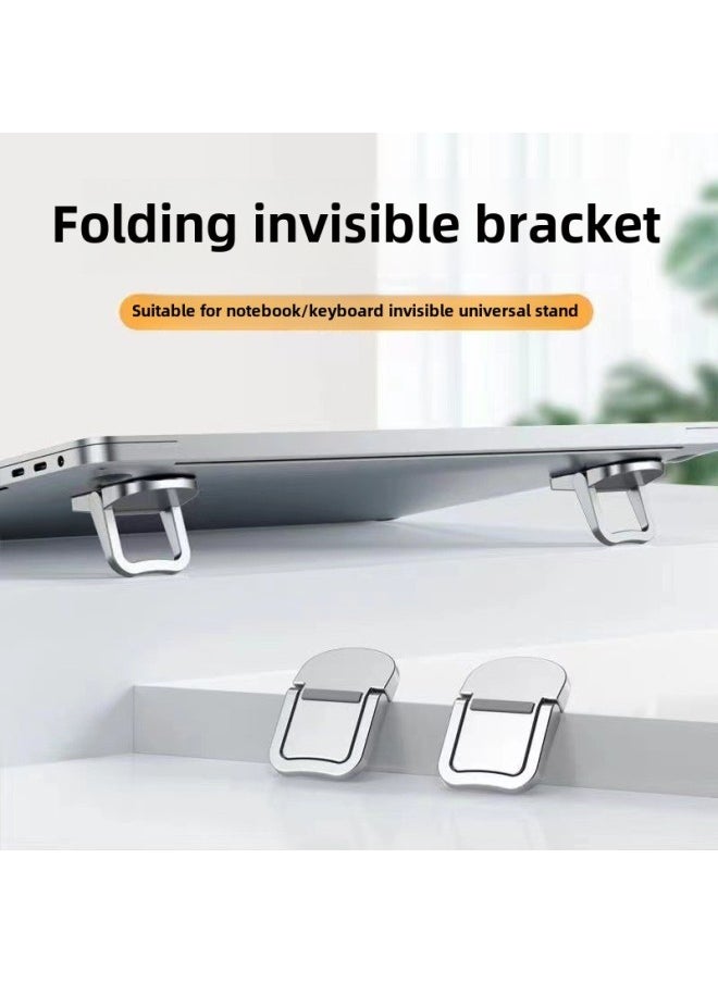 Generic - Laptop Stand Invisible Paste Bracket Desktop Heightening Pad Portable Cooling Keyboard Base Foot Support Rack-Color:Black Double Gear - Image 1
