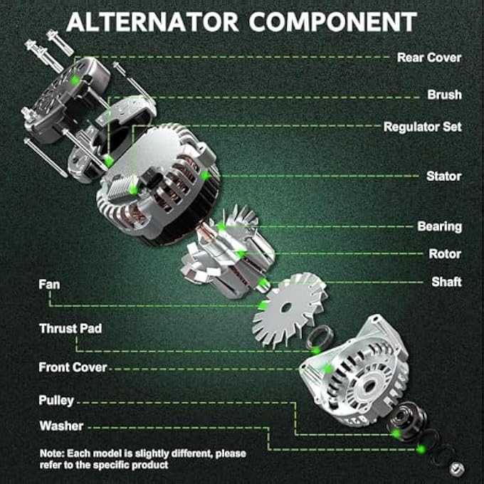 Oskkude Alternator Replacement for BMW 320i 320i xDrive 2013-2018, for 328i 428i 528i xDrive Gran Coupe X1 X3 X4 Z4 12V 6-Groove Clutch Pulley Electrical High Output Car Alternator Replace 104210-6400 14204 - Image 5