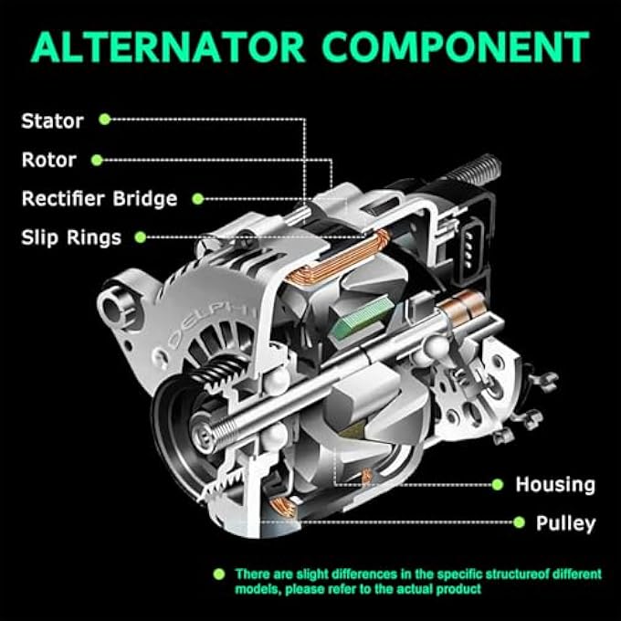 Oskkude Alternator Replacement for BMW 320i 320i xDrive 2013-2018, for 328i 428i 528i xDrive Gran Coupe X1 X3 X4 Z4 12V 6-Groove Clutch Pulley Electrical High Output Car Alternator Replace 104210-6400 14204 - Image 3