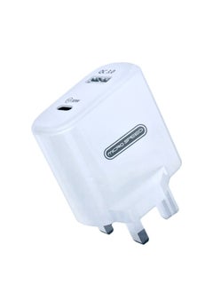 شاحن سريع متوافق 3.0 لهاتف iPhone Type C Android 30W أبيض