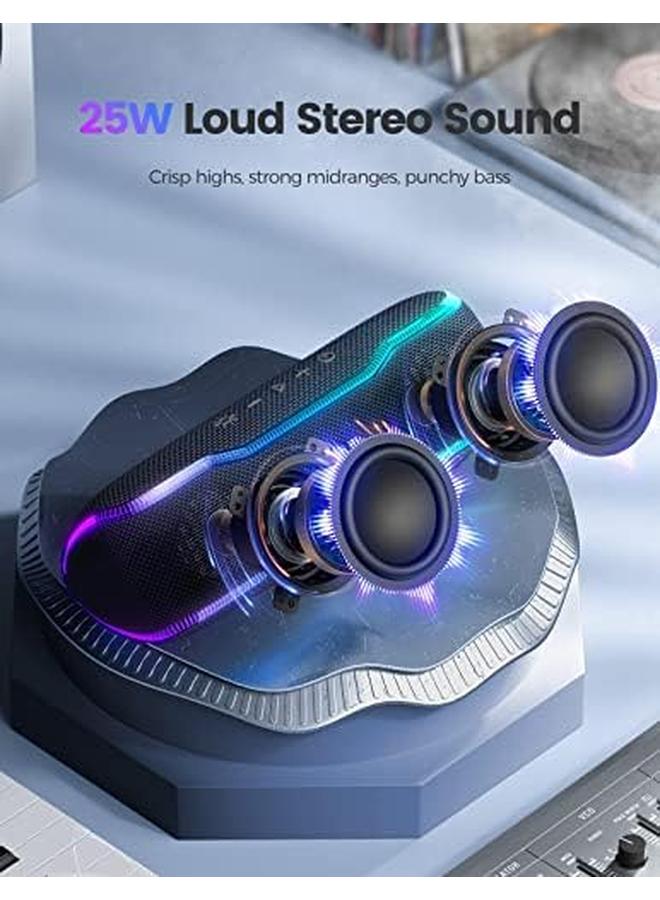 Excefore Portable Bluetooth Speaker Ipx7 Waterproof Wireless Speaker With Bluetooth 5.3 Tws Pairing 360 Surround Sound Colorful Flashing Lights 30W Super Bass 24H Playtime For Outdoor Party Beach Blcak - Image 2