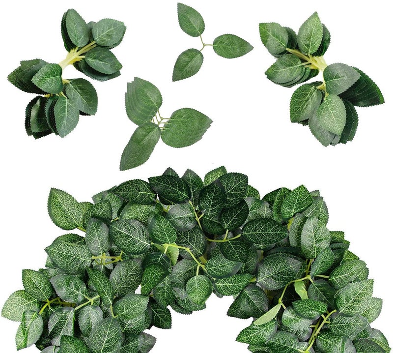 TBUY ROSE 200pcs Artificial Green Leaves Bulk Rose Leaves Silk Greenery Fake Rose Flower Leaves for DIY Wedding 200 Pack