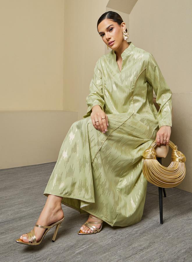 ستايلي جلابية بنقش ستيلى مع ياقة واقفة - Image 1