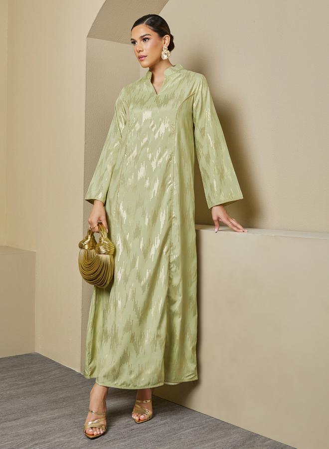 ستايلي جلابية بنقش ستيلى مع ياقة واقفة - Image 2