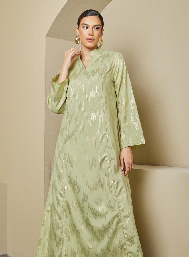 ستايلي جلابية بنقش ستيلى مع ياقة واقفة - Image 5