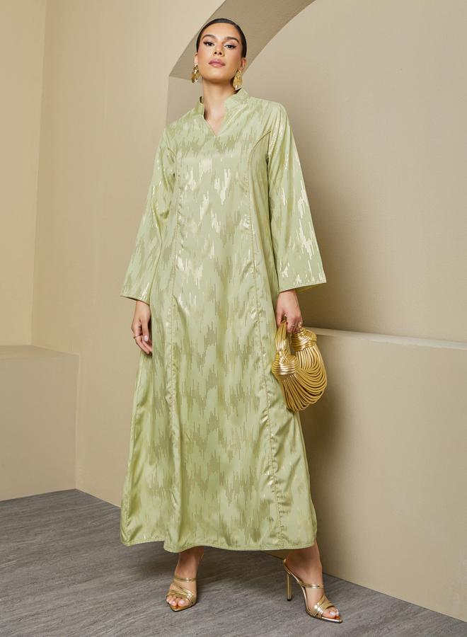 ستايلي جلابية بنقش ستيلى مع ياقة واقفة - Image 3