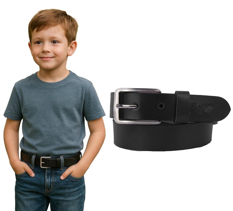 Flyer Kids Genuine Leather Belt for Boys & Girls (Color- Black) | Adjustable Fit, Durable Buckle | Real Leather Belt for School, Casual & Formal Wear (2–14 Years) BL4579 - Image 1