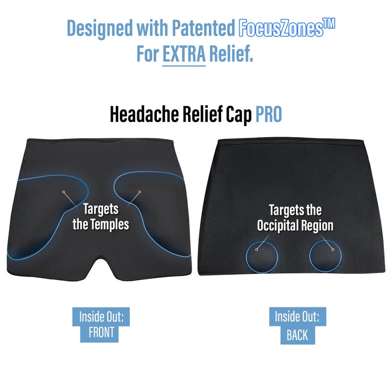 TheraICE غطاء تخفيف الصداع ثيرا آيس برو، غطاء تخفيف الصداع، قناع وجه بارد، لفافة ضغط باردة لتخفيف صداع التوتر، الإجهاد والصداع الناتج عن الكحول، تقنية فوكوس زون توفر تبريدًا وضغطًا إضافيًا - Image 4