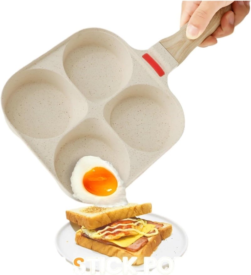 Egg Frying Pan Nonstick Pancake Pans 4-Cups Cookware Suitable For Gas Stove Cooker Multifunctional Omelette(K) - Image 3