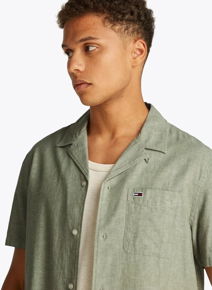 TOMMY JEANS Linen Blend Short Sleeve Shirt