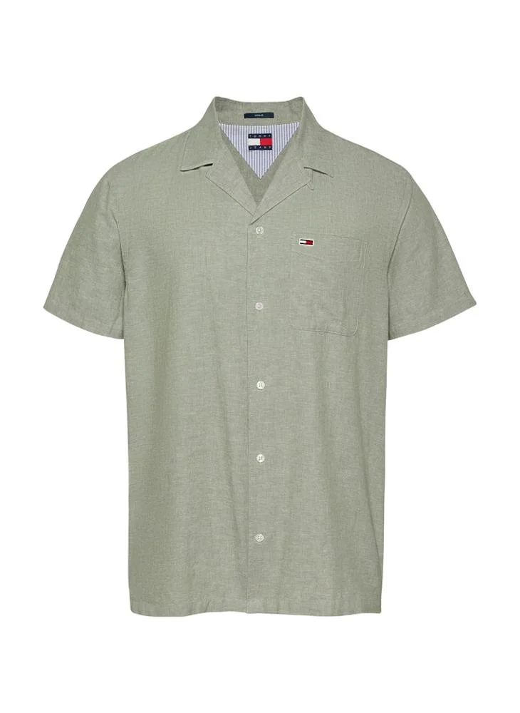 TOMMY JEANS Linen Blend Short Sleeve Shirt