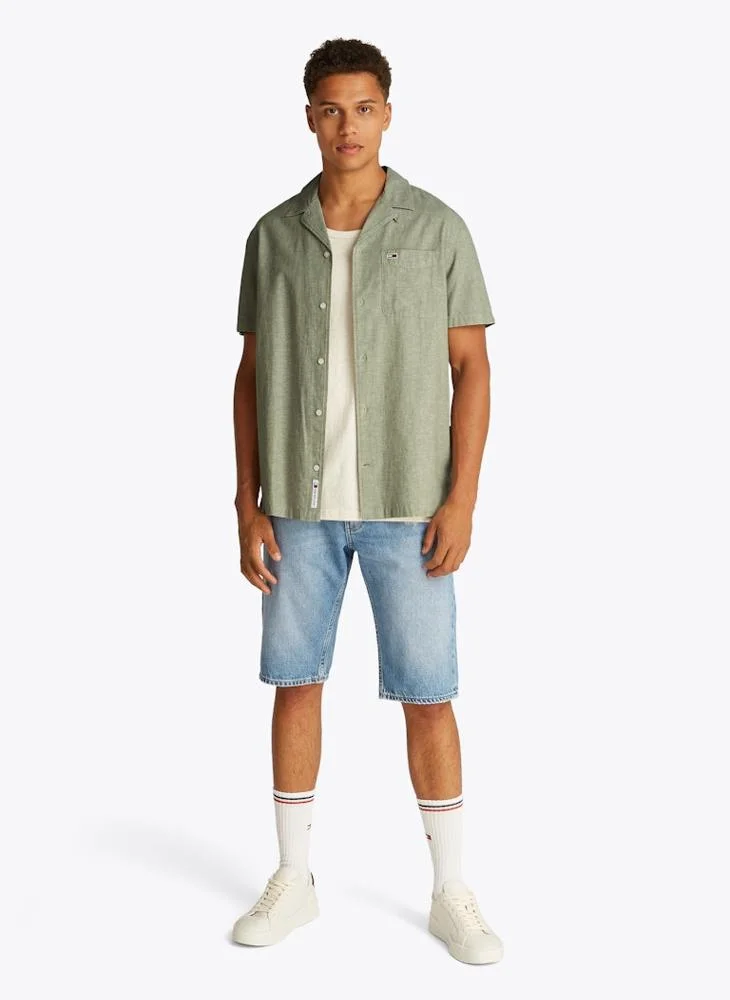 TOMMY JEANS Linen Blend Short Sleeve Shirt