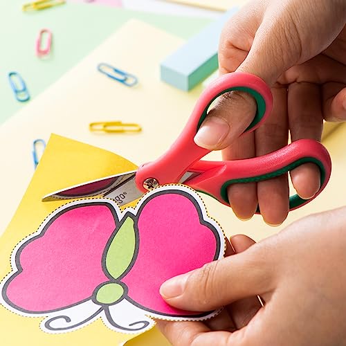 LIVINGO 5" Kids School Scissors: Small Safety Scissors Pointed Tip, Soft Handle Right Left Handedfor Craft, Classroom, Child, Toddler, Assorted Colors, 3 Pack - Image 4