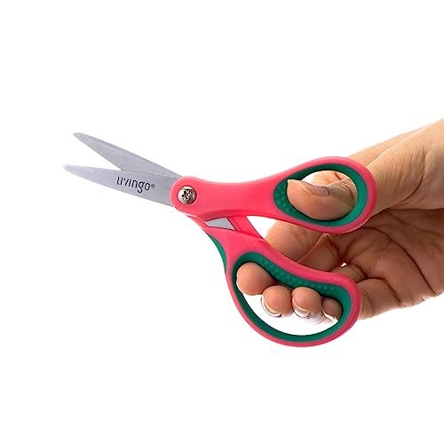 LIVINGO 5" Kids School Scissors: Small Safety Scissors Pointed Tip, Soft Handle Right Left Handedfor Craft, Classroom, Child, Toddler, Assorted Colors, 3 Pack - Image 3