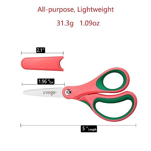 LIVINGO 5" Kids School Scissors: Small Safety Scissors Pointed Tip, Soft Handle Right Left Handedfor Craft, Classroom, Child, Toddler, Assorted Colors, 3 Pack - Image 2
