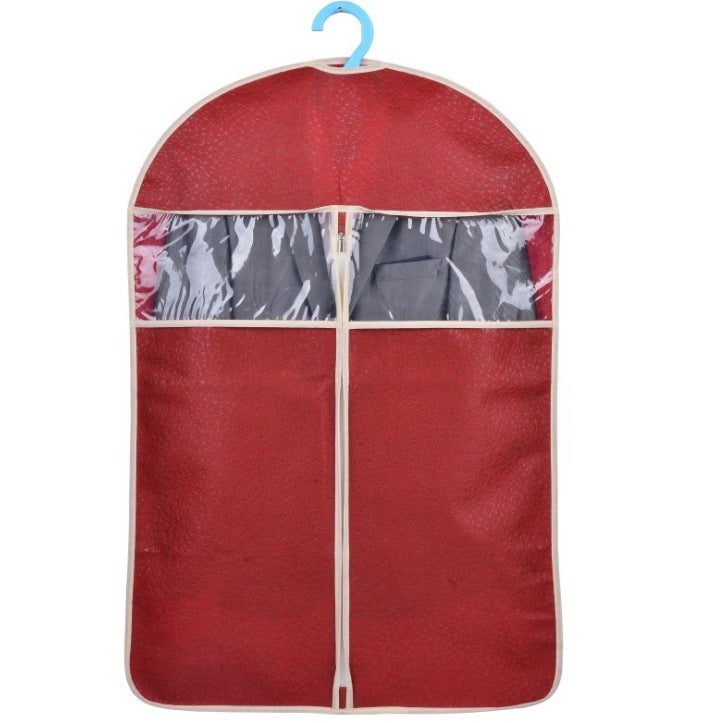 Dust Bag Window-opening Suit Clothes Dust Cover Transparent Clothes Cover Hanging Bag Coat Dust Bag Storage Wine Red 