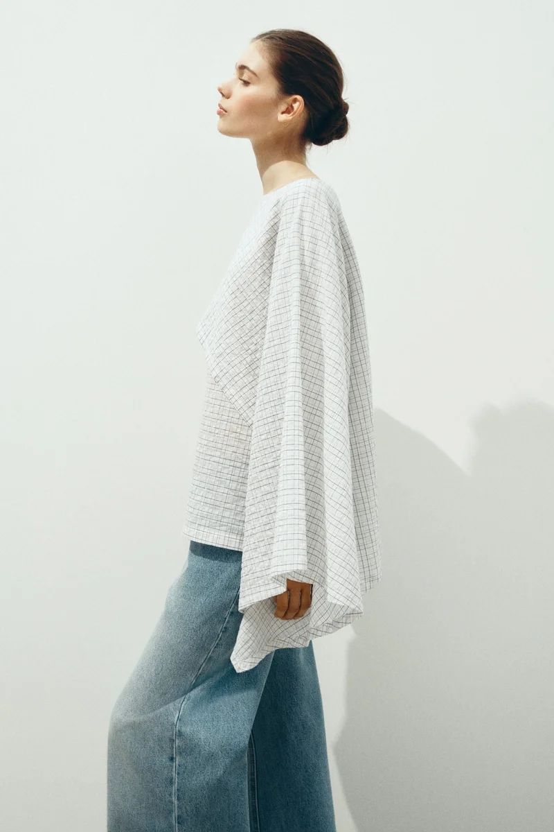 H&M Cape-detail seersucker blouse